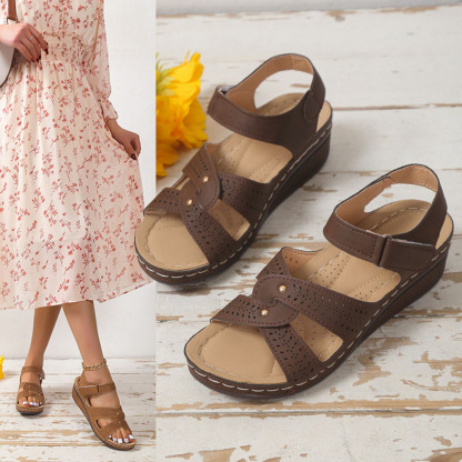 Sommer neue Damen-Römersandalen mit Keilabsatz und Klettverschluss