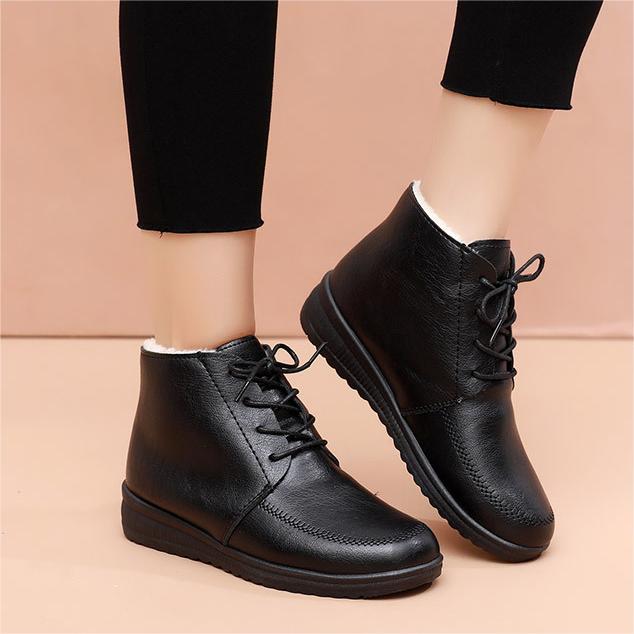 Winter-Schnürstiefel mit warmem Fell für Damen