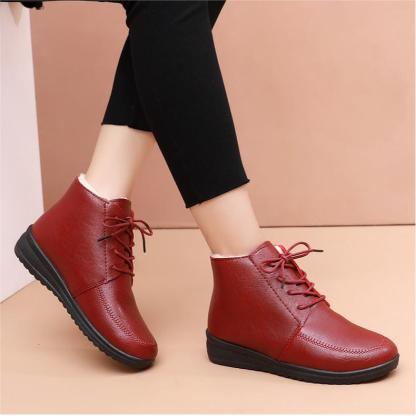 Winter-Schnürstiefel mit warmem Fell für Damen