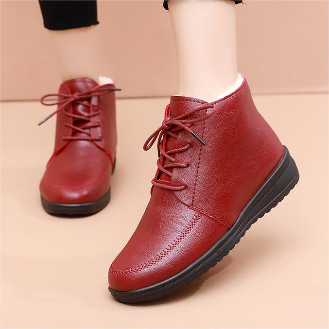 Winter-Schnürstiefel mit warmem Fell für Damen