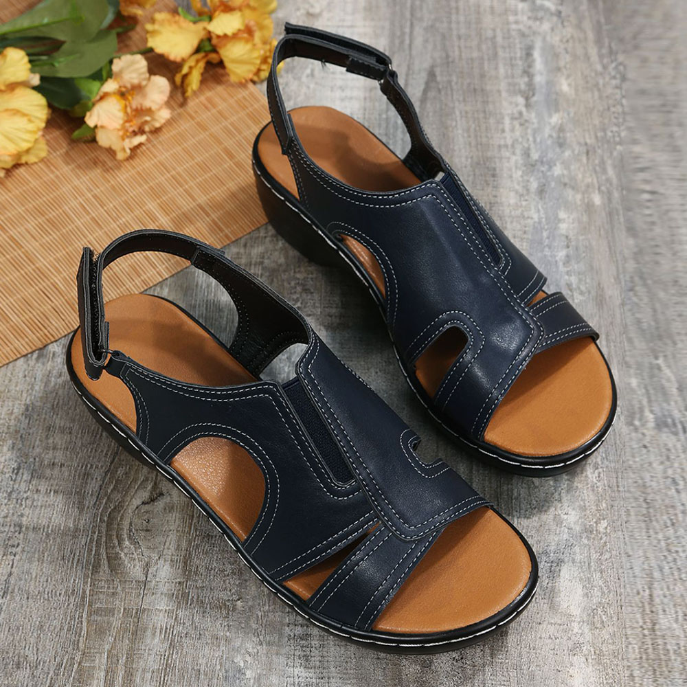 Sommer-Damensandalen mit dickem Absatz und Klettverschluss