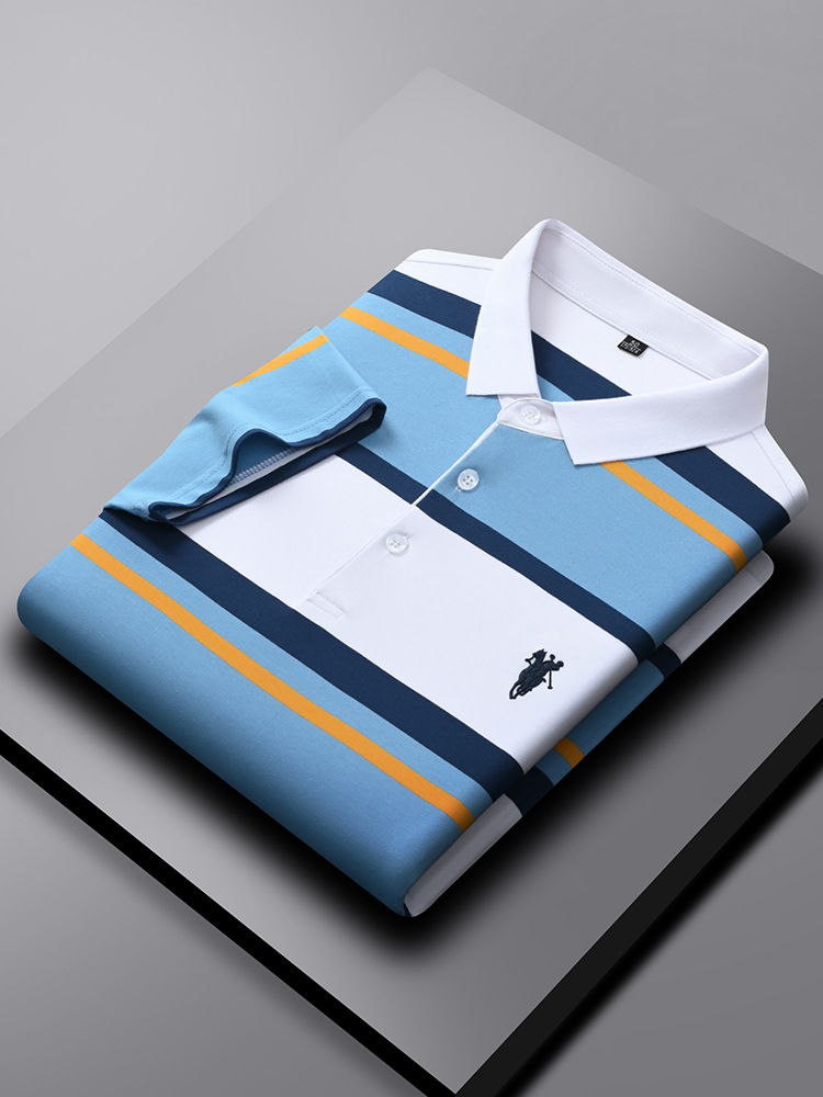 Modisches Herren-Poloshirt mit Bienenstickerei und Kurzen Ärmeln und Revers