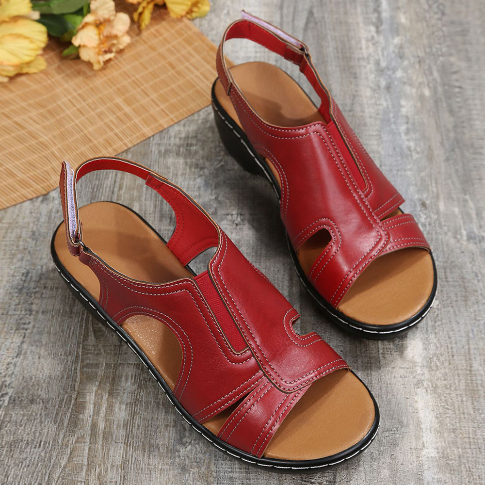 Sommer-Damensandalen mit dickem Absatz und Klettverschluss