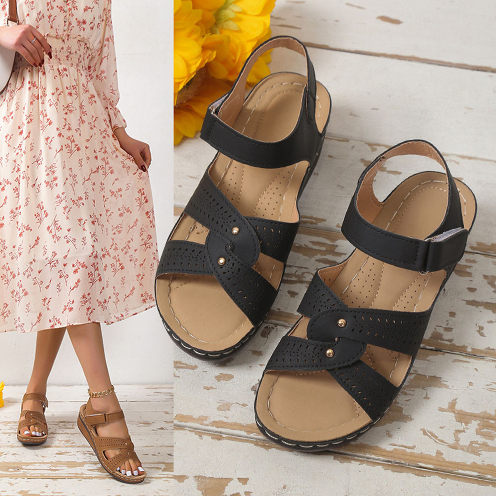 Sommer neue Damen-Römersandalen mit Keilabsatz und Klettverschluss
