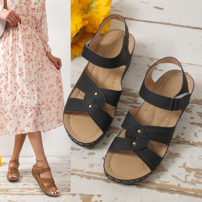 Sommer neue Damen-Römersandalen mit Keilabsatz und Klettverschluss