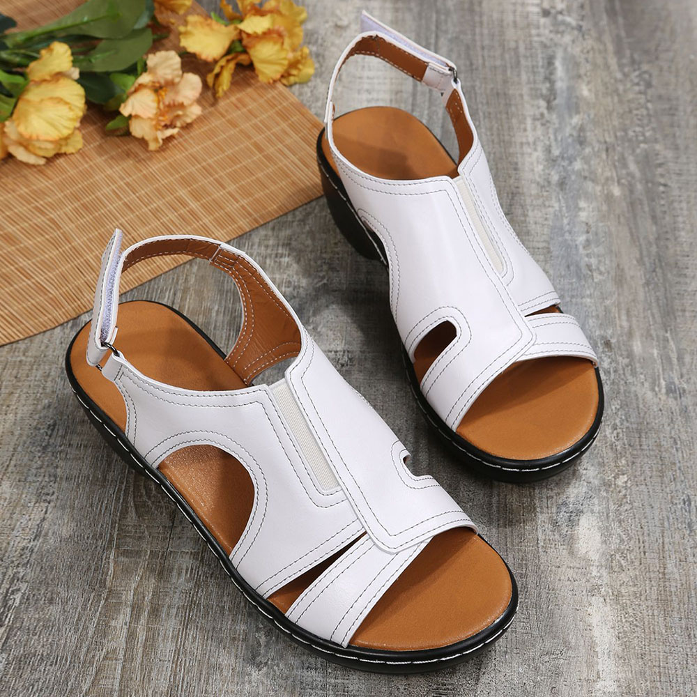 Sommer-Damensandalen mit dickem Absatz und Klettverschluss