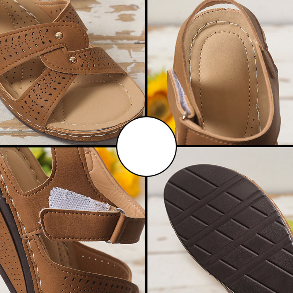 Sommer neue Damen-Römersandalen mit Keilabsatz und Klettverschluss