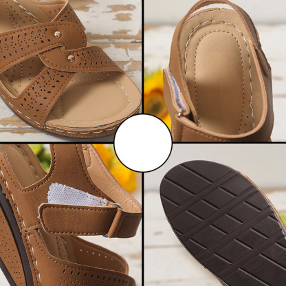 Sommer neue Damen-Römersandalen mit Keilabsatz und Klettverschluss