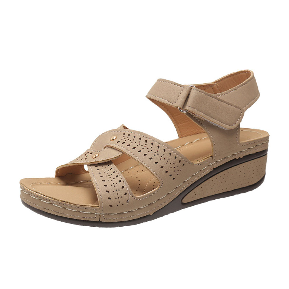 Sommer neue Damen-Römersandalen mit Keilabsatz und Klettverschluss