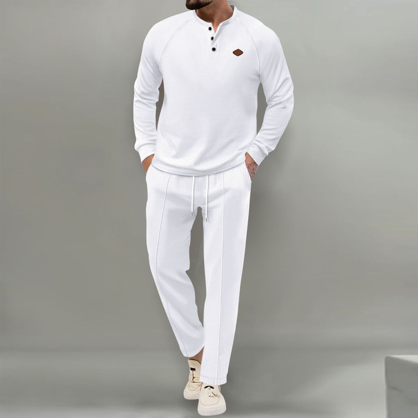 🎉April Specials -Letzten Tag Rabatt 🎁 - Neues Langarm-Poloshirt mit Waffelmuster für Herren