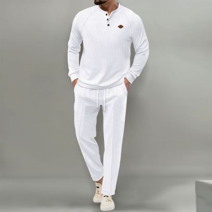 🎉April Specials -Letzten Tag Rabatt 🎁  - Neues Langarm-Poloshirt mit Waffelmuster für  Herren