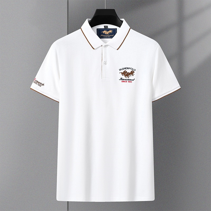 Neue Sommer Bestickte Kurzarm Business-Mode Herren Casual Poloshirt