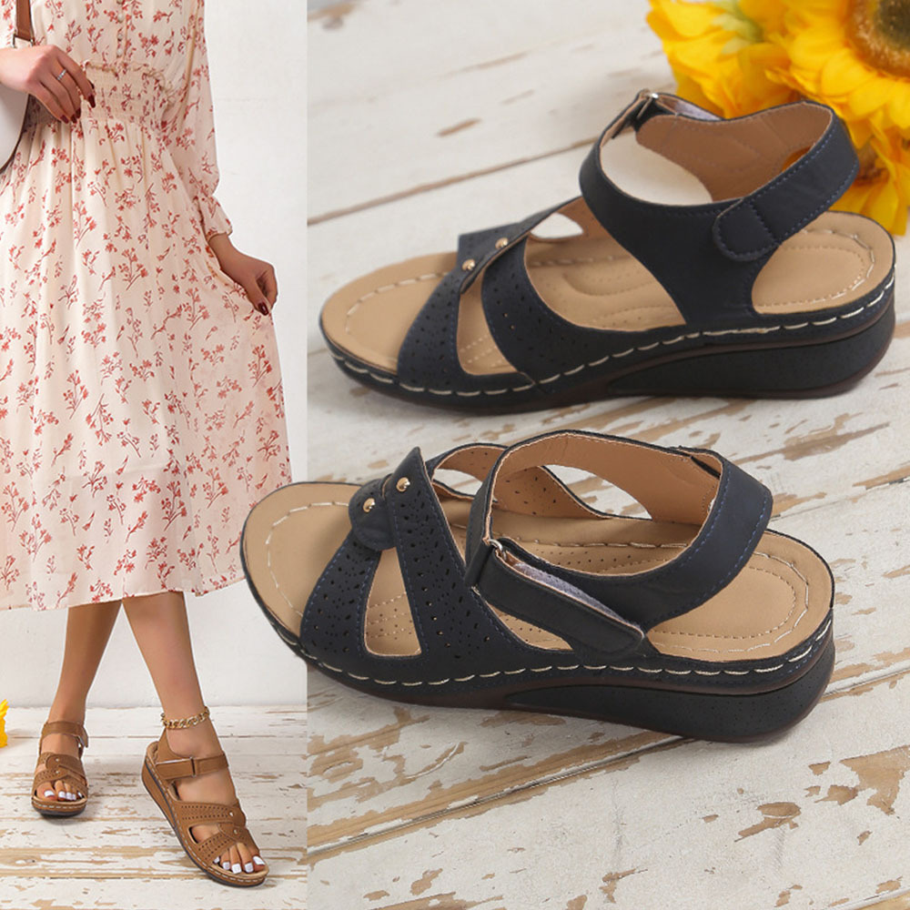 Sommer neue Damen-Römersandalen mit Keilabsatz und Klettverschluss