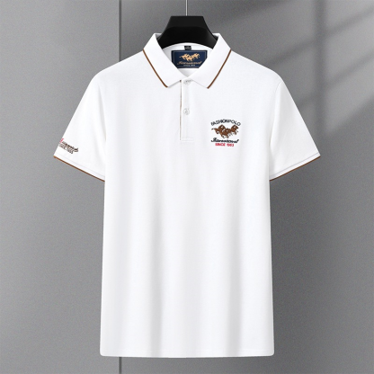 Neue Sommer Bestickte Kurzarm Business-Mode Herren Casual Poloshirt
