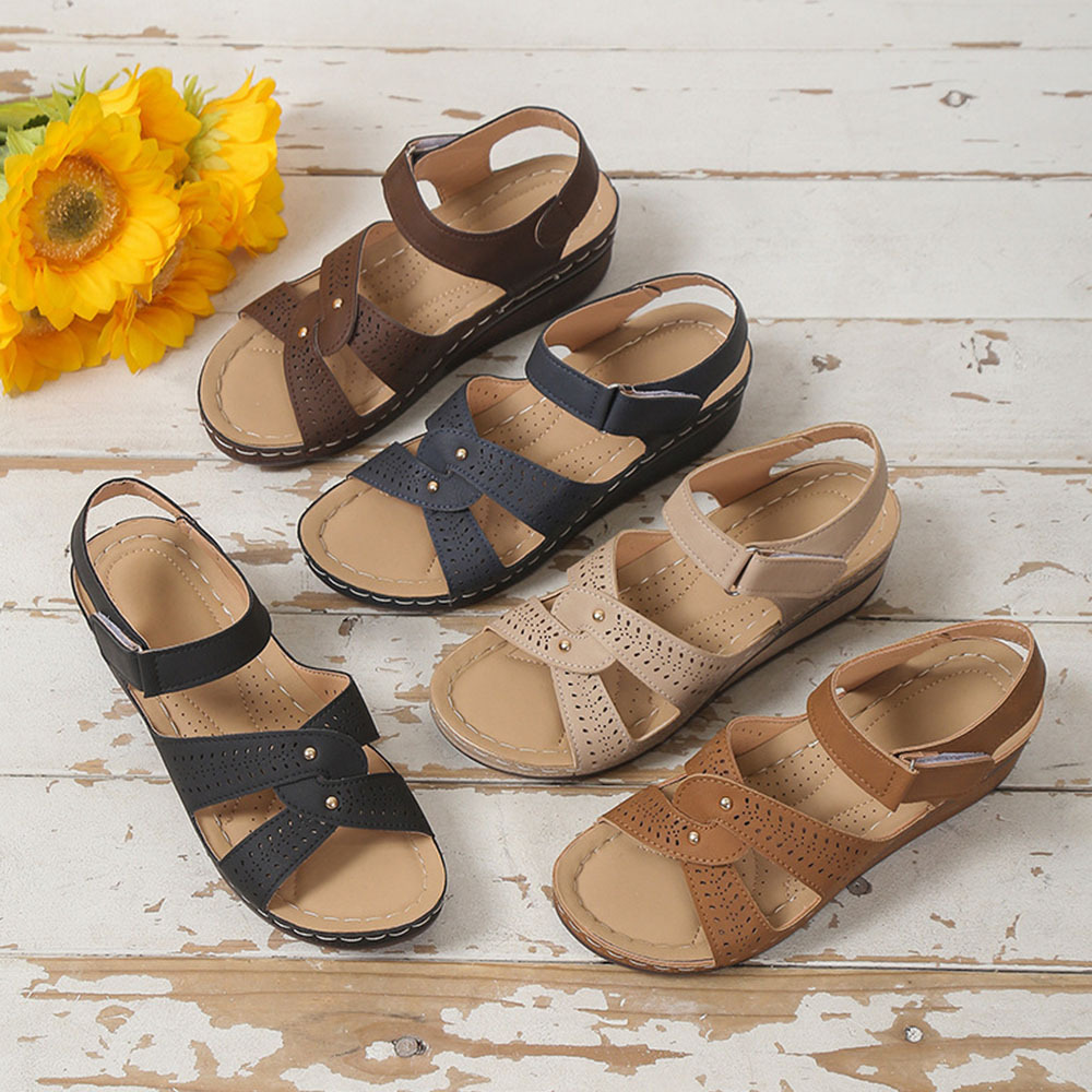 Sommer neue Damen-Römersandalen mit Keilabsatz und Klettverschluss