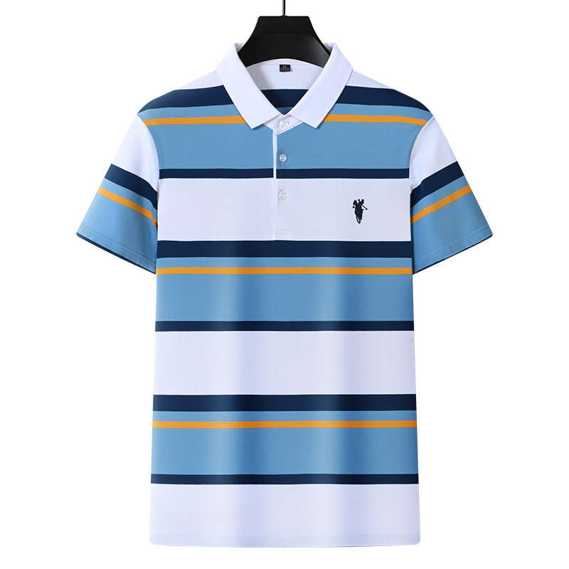Modisches Herren-Poloshirt mit Bienenstickerei und Kurzen Ärmeln und Revers