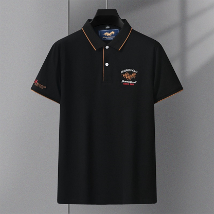 Neue Sommer Bestickte Kurzarm Business-Mode Herren Casual Poloshirt