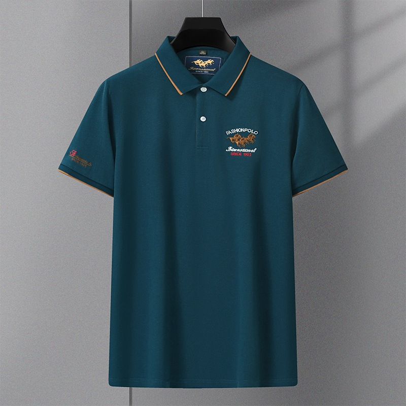 Neue Sommer Bestickte Kurzarm Business-Mode Herren Casual Poloshirt