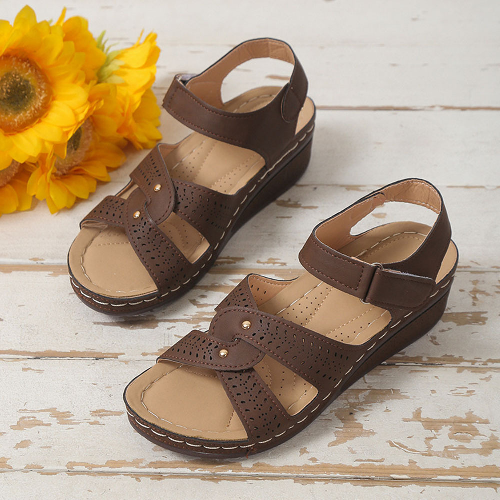 Sommer neue Damen-Römersandalen mit Keilabsatz und Klettverschluss