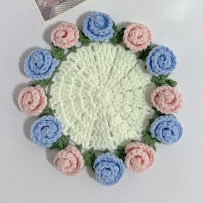 Untersetzer Kreativer Geschenkstrauß Gehäkelte Tasse Fertiger Rosenstrauß Handgefertigt Handgewebte Blume Untersetzer
