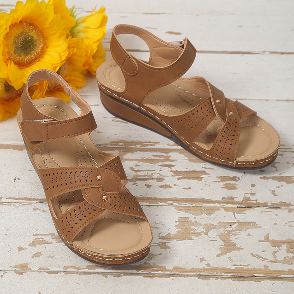 Sommer neue Damen-Römersandalen mit Keilabsatz und Klettverschluss
