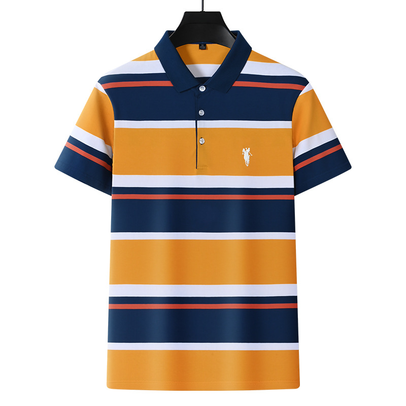 Modisches Herren-Poloshirt mit Bienenstickerei und Kurzen Ärmeln und Revers