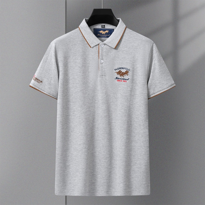 Neue Sommer Bestickte Kurzarm Business-Mode Herren Casual Poloshirt