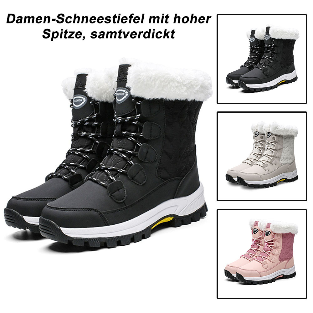 Winterverdickte und samtige High-Top-Schneestiefel für Damen