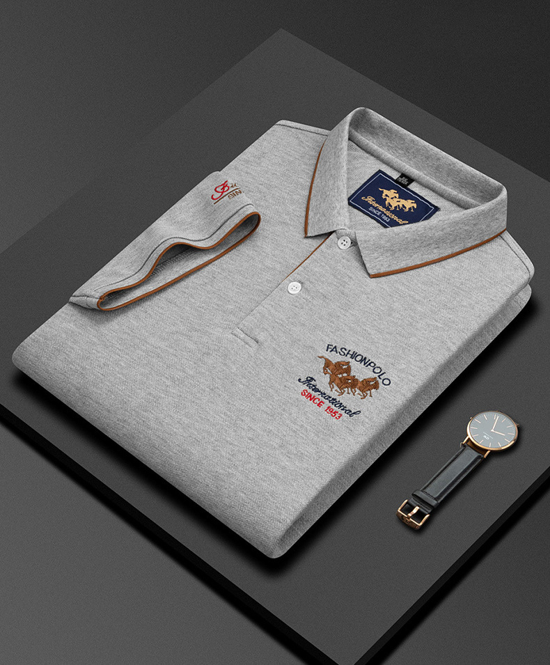 Neue Sommer Bestickte Kurzarm Business-Mode Herren Casual Poloshirt