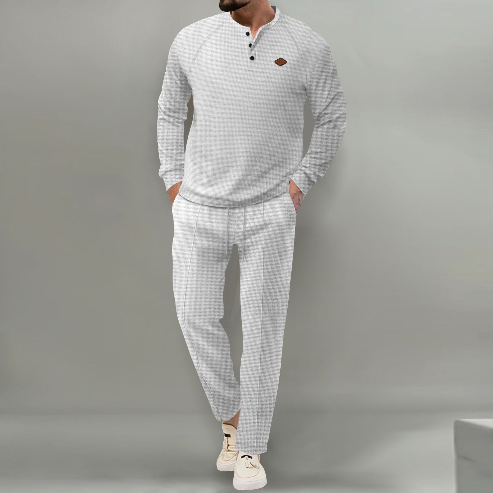 🎉April Specials -Letzten Tag Rabatt 🎁  - Neues Langarm-Poloshirt mit Waffelmuster für  Herren