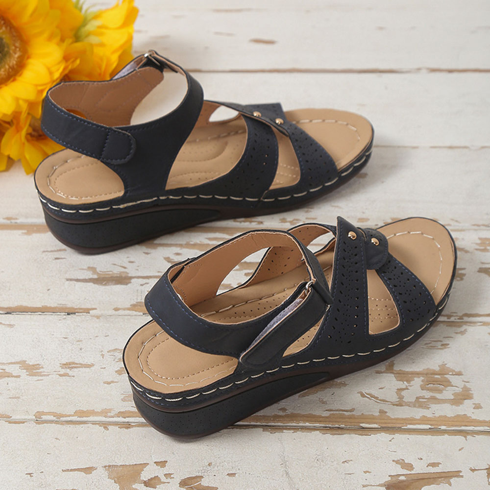Sommer neue Damen-Römersandalen mit Keilabsatz und Klettverschluss
