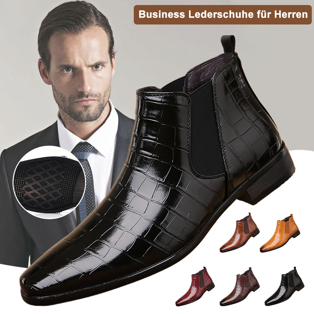 Hochgeschnittene Business-Herrenschuhe aus glänzendem Leder