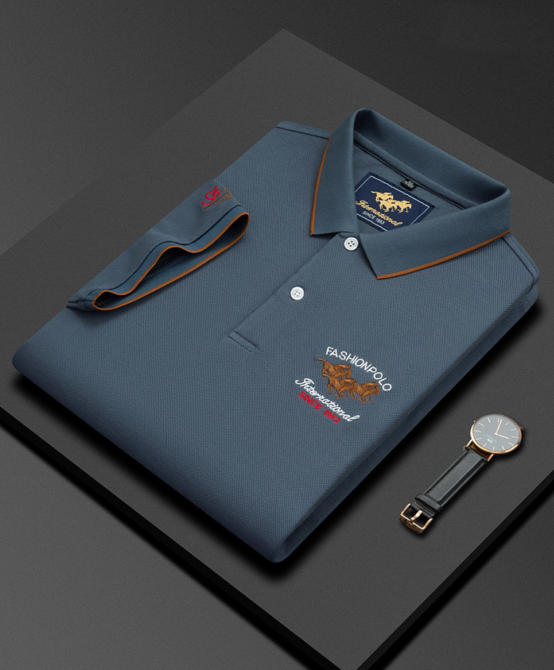 Neue Sommer Bestickte Kurzarm Business-Mode Herren Casual Poloshirt