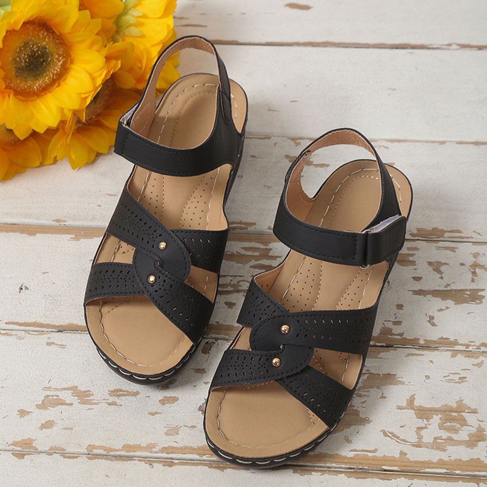 Sommer neue Damen-Römersandalen mit Keilabsatz und Klettverschluss
