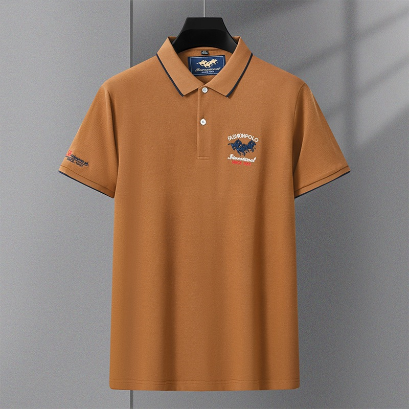 Neue Sommer Bestickte Kurzarm Business-Mode Herren Casual Poloshirt