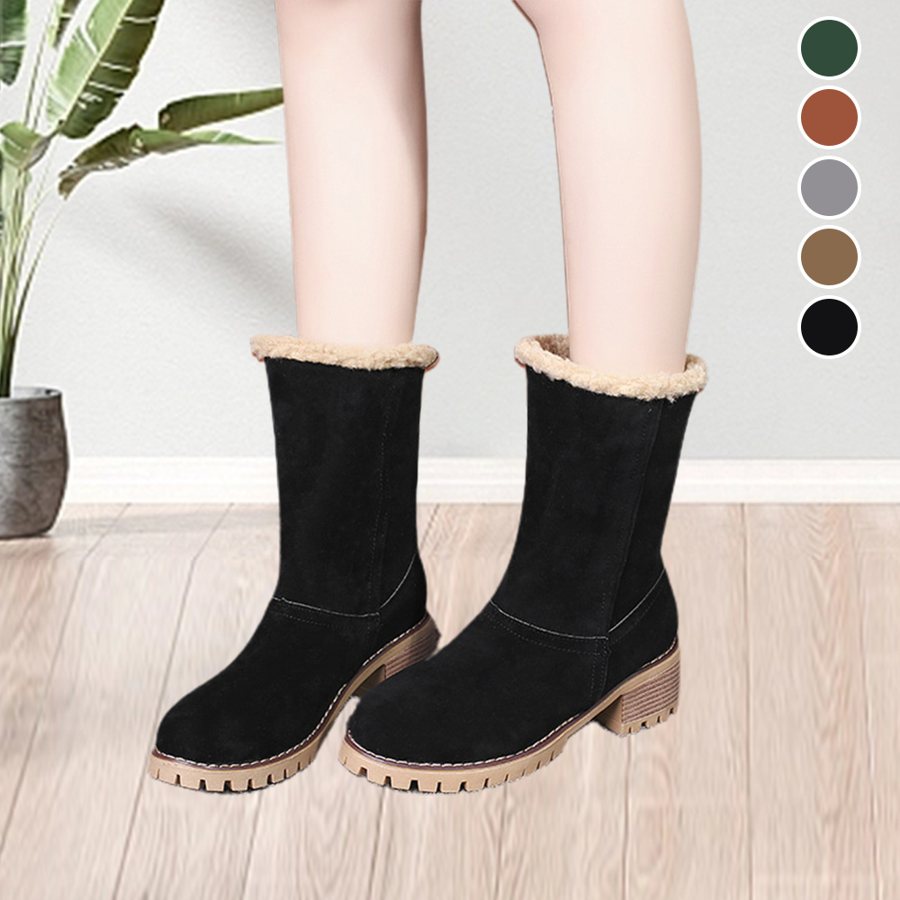 Neue trendige dicke, warme Martin-Stiefel mit runder Zehenpartie