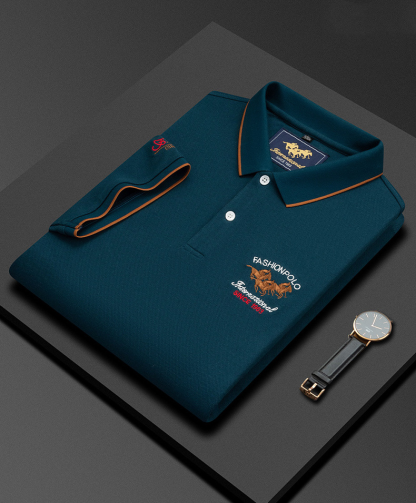 Neue Sommer Bestickte Kurzarm Business-Mode Herren Casual Poloshirt