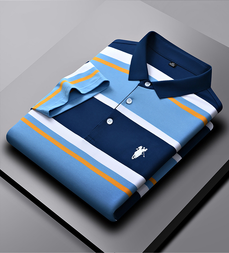 Modisches Herren-Poloshirt mit Bienenstickerei und Kurzen Ärmeln und Revers