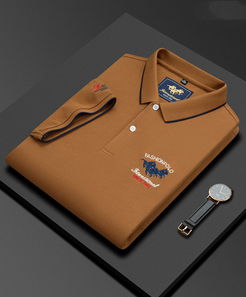 Neue Sommer Bestickte Kurzarm Business-Mode Herren Casual Poloshirt