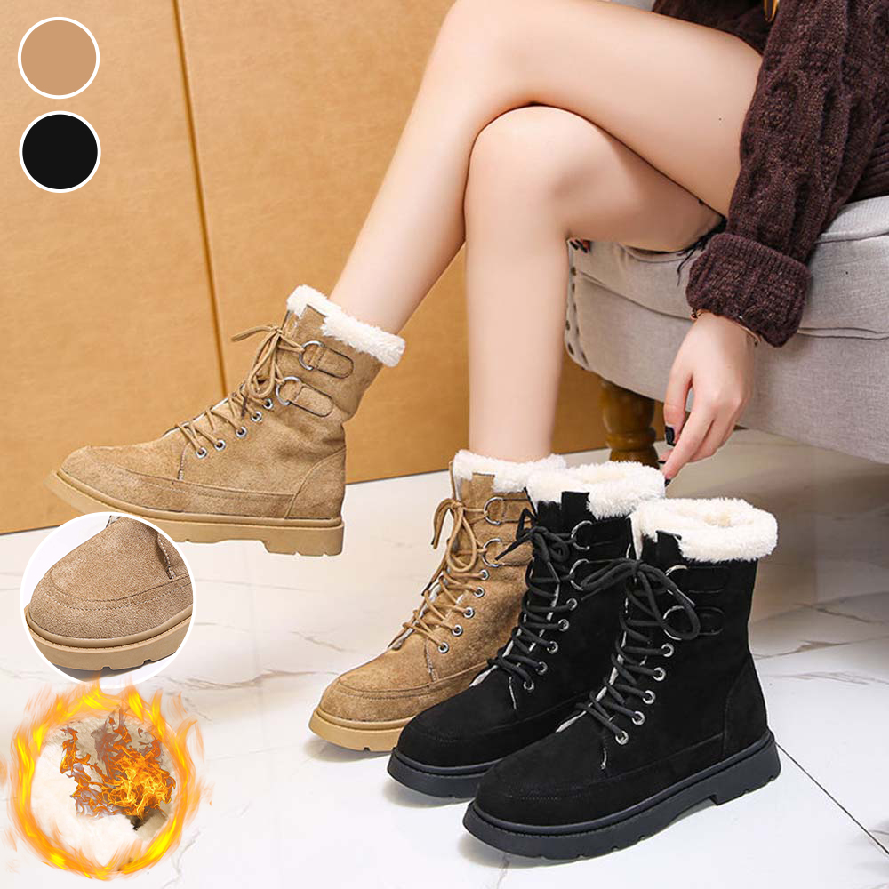 Neue warme und hoch geschnittene Fleece-Schneestiefel zum Schnüren