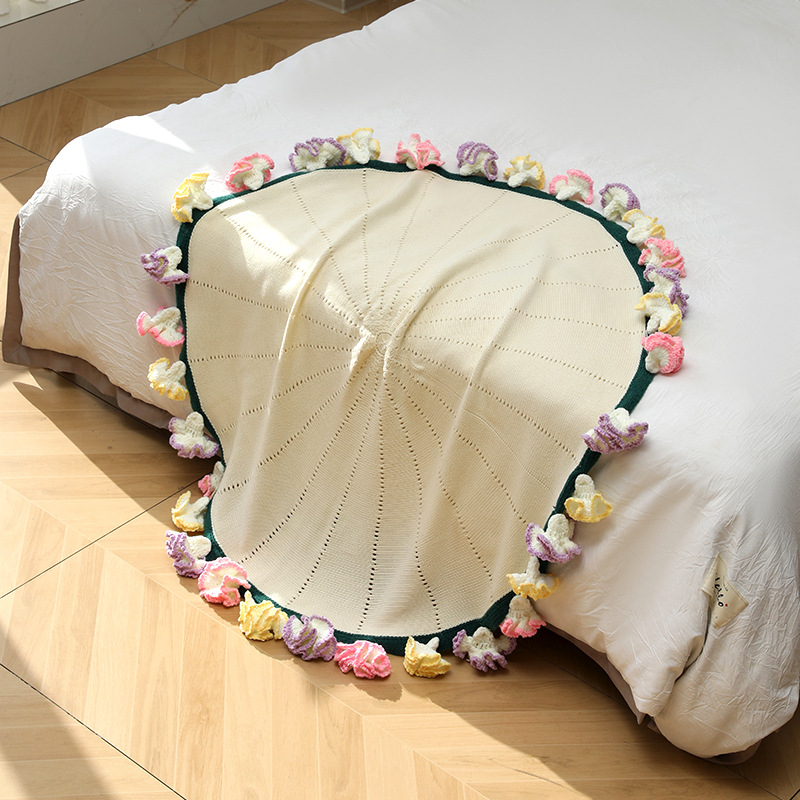 Handgestrickte Regenbogen-Nelkendecke, fertiges Geschenk zum Muttertag