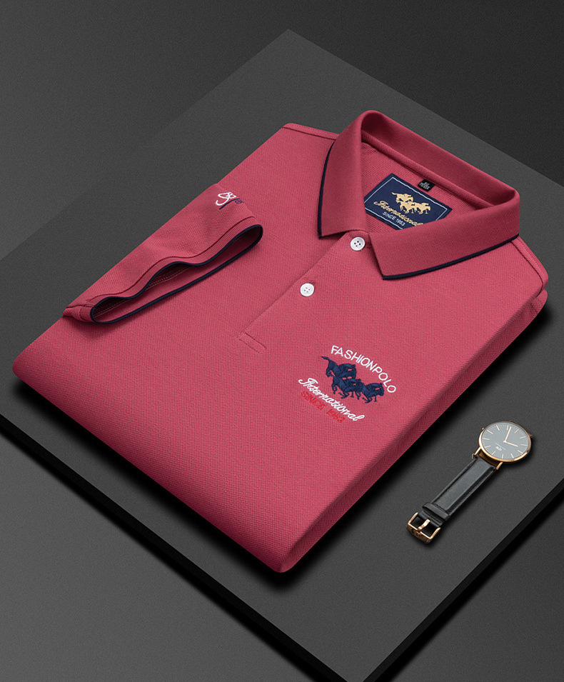 Neue Sommer Bestickte Kurzarm Business-Mode Herren Casual Poloshirt