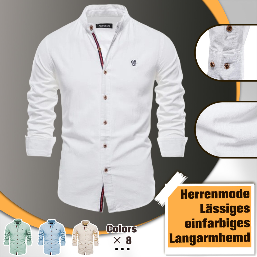 Herrenmode Lässiges einfarbiges Langarmhemd
