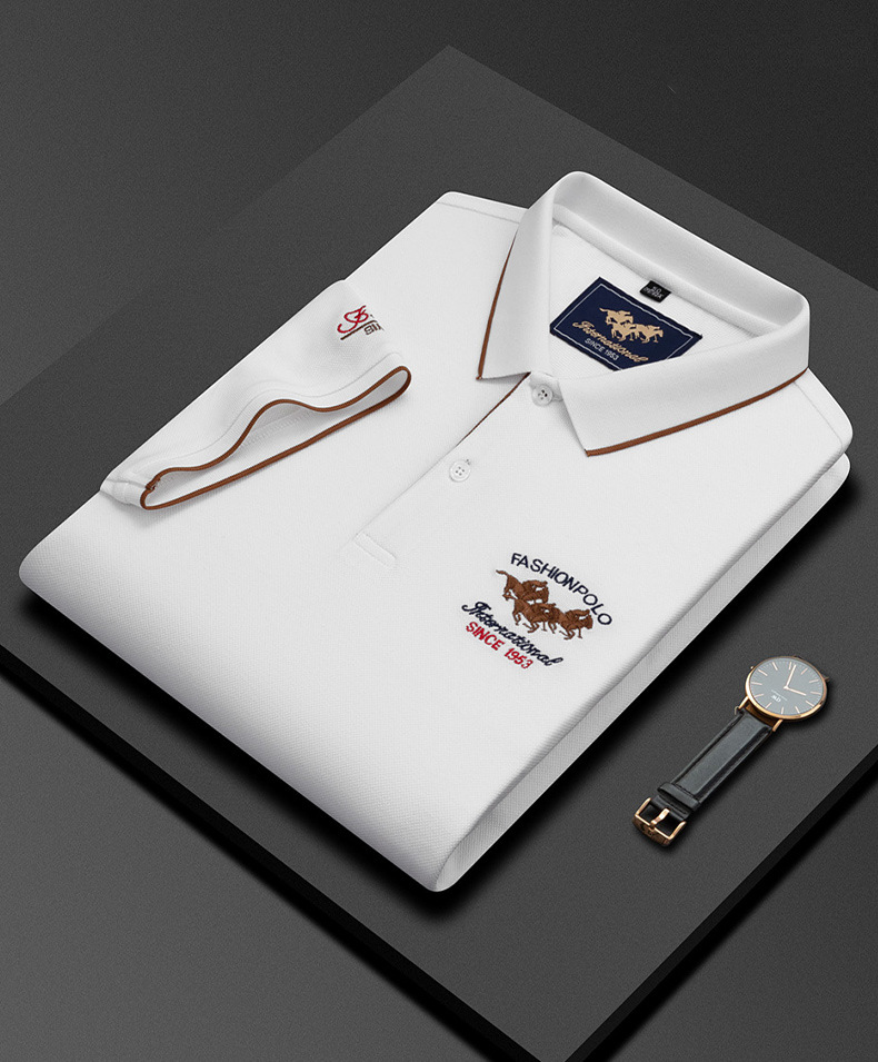 Neue Sommer Bestickte Kurzarm Business-Mode Herren Casual Poloshirt