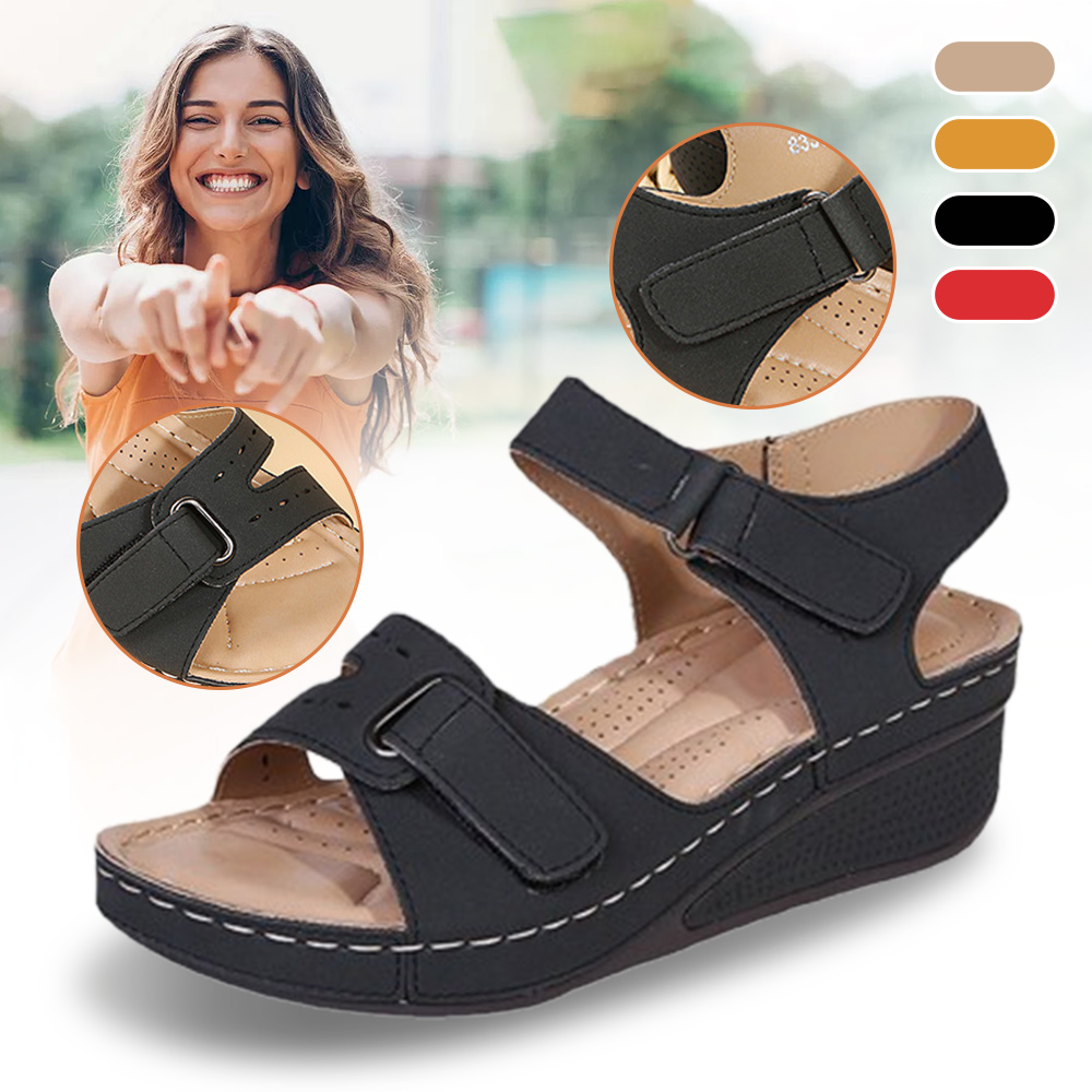 Sommer-Damen-Klettverschluss-Keilsandalen mit dicker Sohle