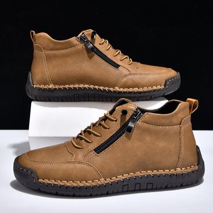 ⏰LETZTER TAG – 70 % RABATT🛒 Herren Leder-Freizeitstiefel – Bequeme Outdoor-Schuhe für Alltag und Autofahren