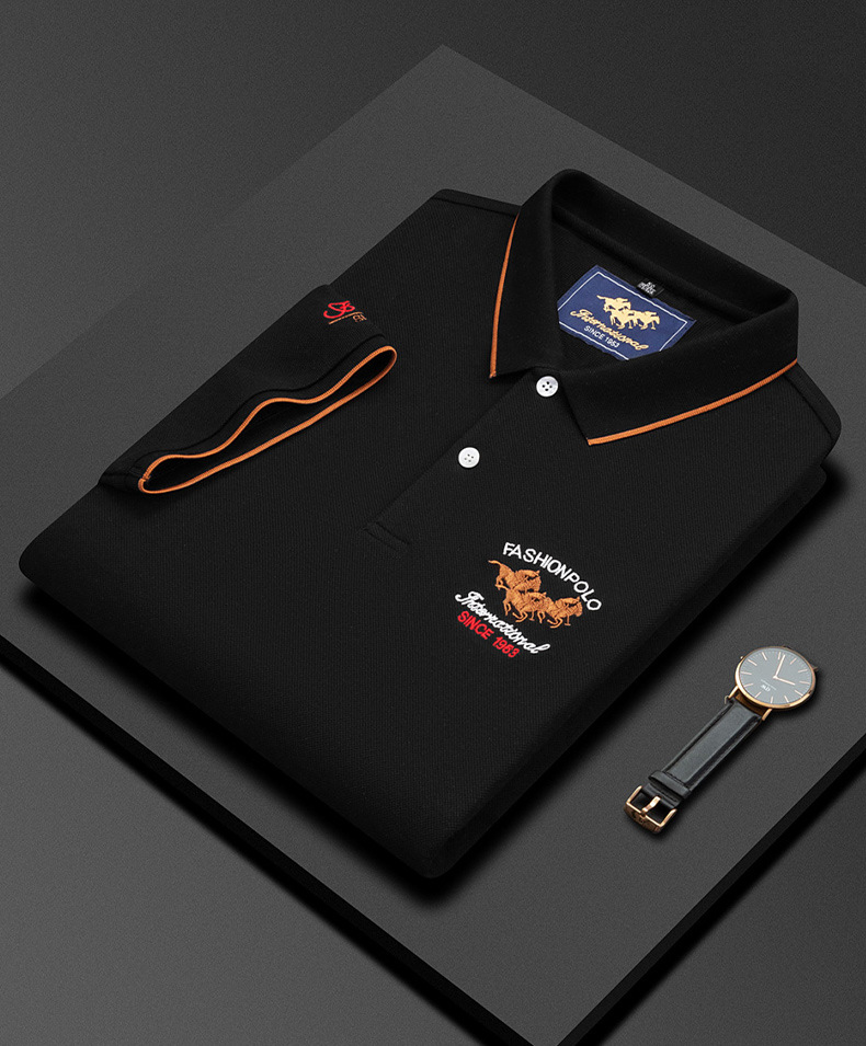 Neue Sommer Bestickte Kurzarm Business-Mode Herren Casual Poloshirt
