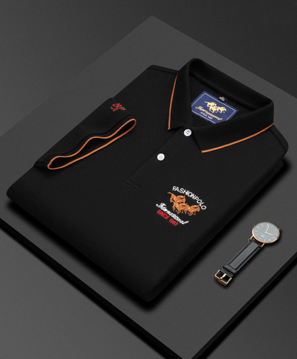 Neue Sommer Bestickte Kurzarm Business-Mode Herren Casual Poloshirt