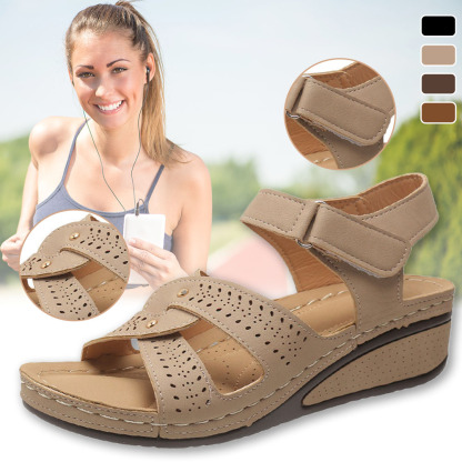 Sommer neue Damen-Römersandalen mit Keilabsatz und Klettverschluss