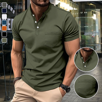 Therling™ Herren-Sport-Kurzarm-T-Shirt mit schmaler Passform und Stehkragen